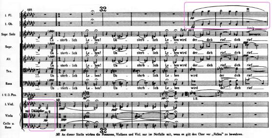 〔楽譜〕ラッツ校訂版は旧版に比べて、低弦のサポートが早く始まる；ソプラノ・ソロにFl、Obが重ねられる；といった違いがある。