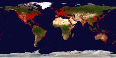 図9:GeoURLは1日に収集した緯度経度を世界地図上に示していた